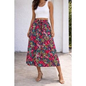 Vintage 90s Kathie Lee Midi Skirt 16 PurpleRomantic Cottagecore Boho Chic Floral